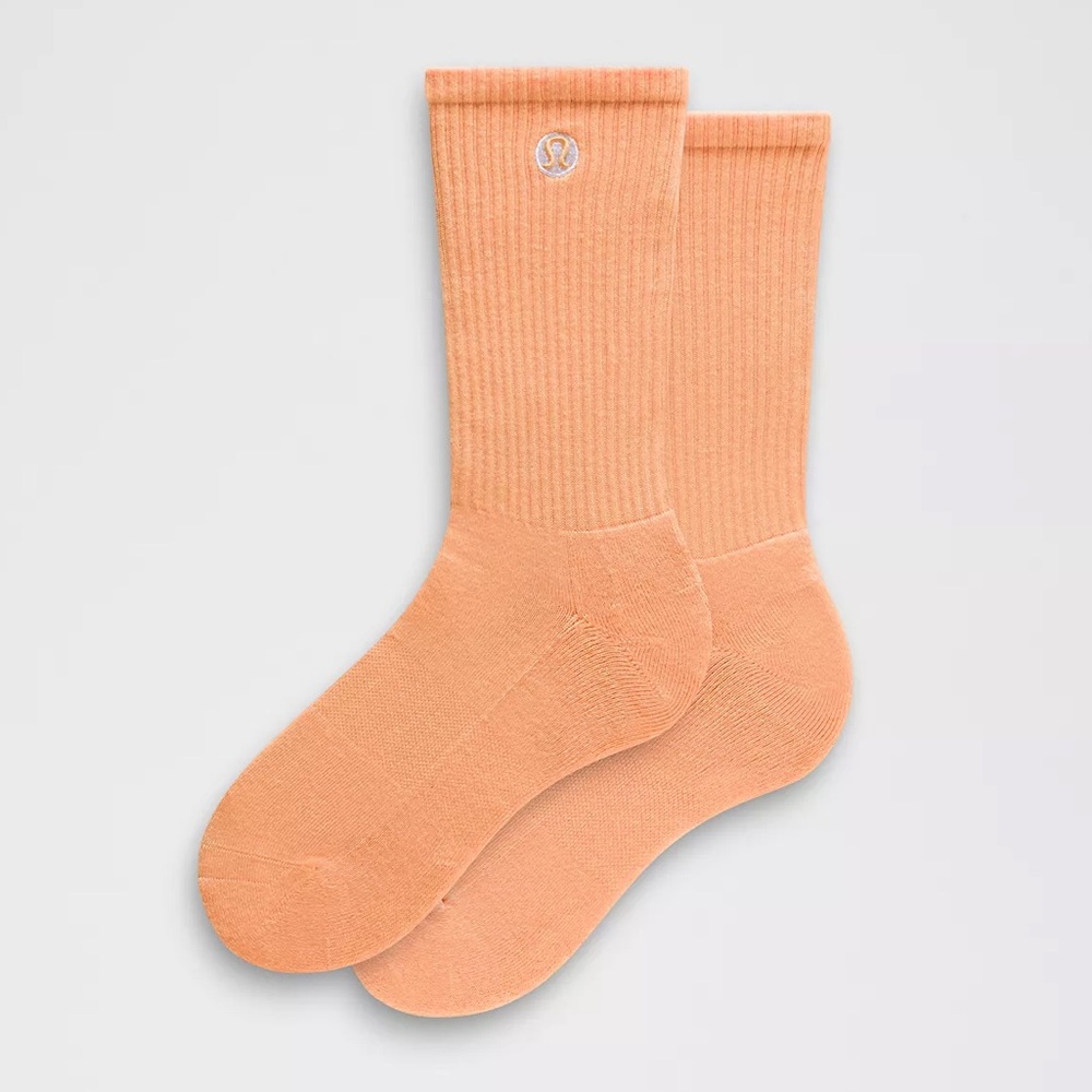 NWT Sz L UNISEX DAILY ESSENTIAL CREW SOCKS Rock Melon/White RKML/WHT - Lululemon
